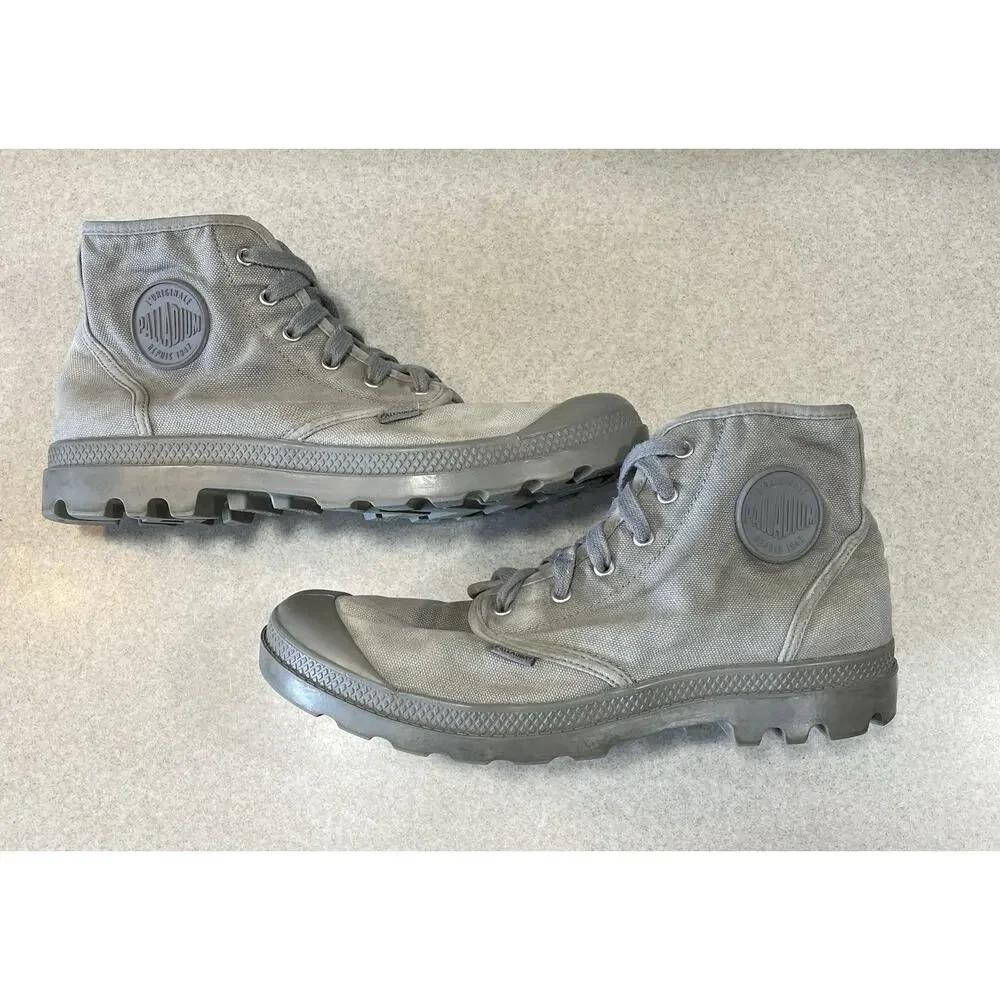 Palladium Hi Top Lace Up Canvas Sneakers Men’s Size 10.5 Gray Casual Shoes